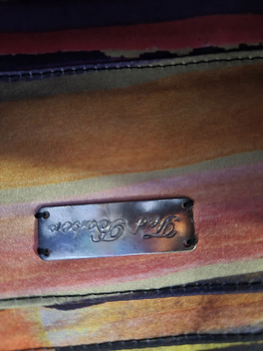 Vintage Ted Baker Woven Black Multicolor Clutch with Turn-Lock Closure